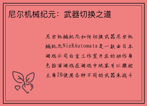 尼尔机械纪元：武器切换之道